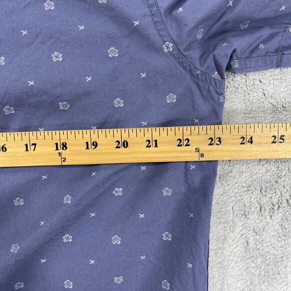 Quiksilver Shirt Mens XL Blue Floral Print Cotton Modern Fit Button Up Outdoor - Picture 8 of 11